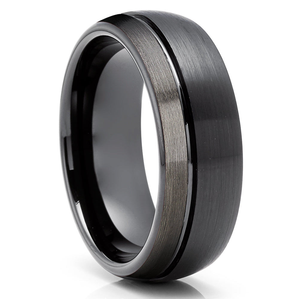 Gunmetal Wedding Ring - Black Wedding Band - Tungsten Wedding Ring - Tungsten Carbide