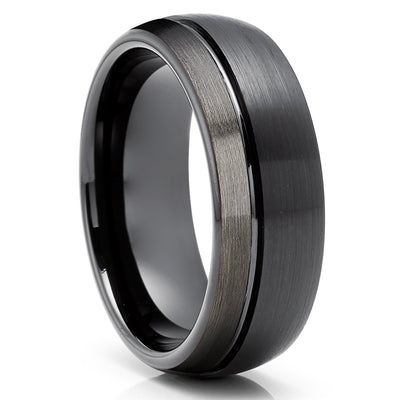 Gunmetal Wedding Ring - Black Wedding Band - Tungsten Wedding Ring - Tungsten Carbide