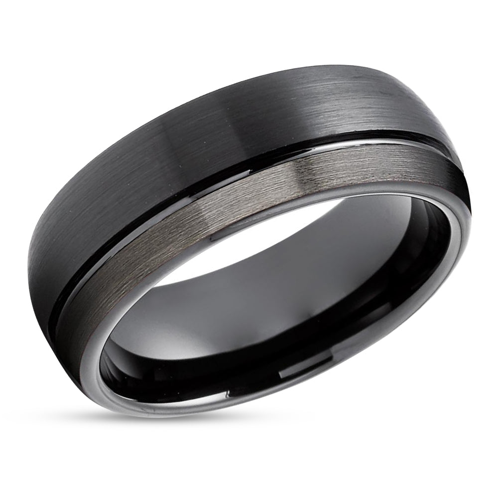 Gunmetal Wedding Ring - Black Wedding Band - Tungsten Wedding Ring - Tungsten Carbide