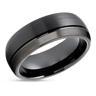 Gunmetal Wedding Ring - Black Wedding Band - Tungsten Wedding Ring - Tungsten Carbide