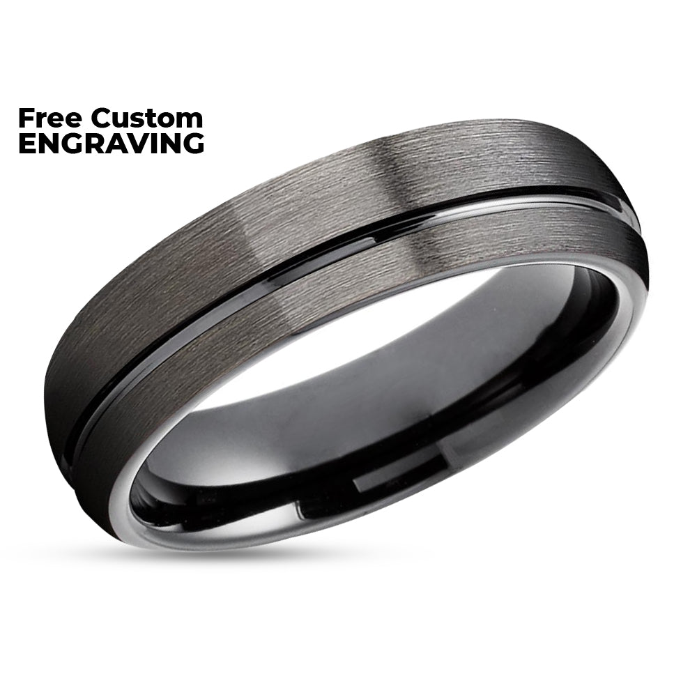 Gunmetal Wedding Ring - Black Tungsten Ring - Tungsten Carbide - Gunmetal Ring - Band