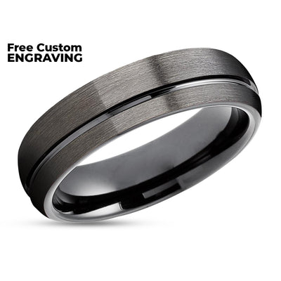 Gunmetal Wedding Ring - Black Tungsten Ring - Tungsten Carbide - Gunmetal Ring - Band