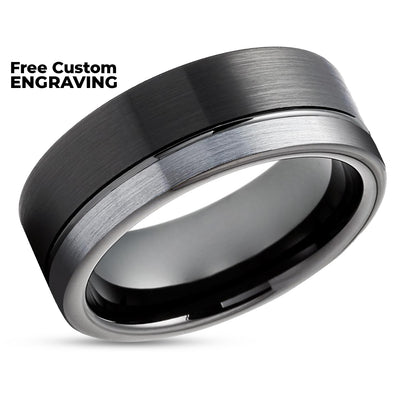 Black Tungsten Wedding Ring - Black Wedding Band - Tungsten Carbide Ring - Black