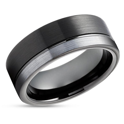Black Tungsten Wedding Ring - Black Wedding Band - Tungsten Carbide Ring - Black