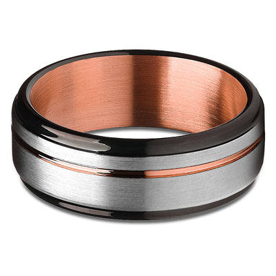 Rose Gold Wedding Ring - Tungsten Wedding Band - Man's Wedding Ring - Woman's Ring