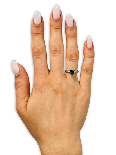 Solitaire Wedding Ring - Emerald Wedding Ring - Solitaire Wedding Ring - Titanium Ring - Silver