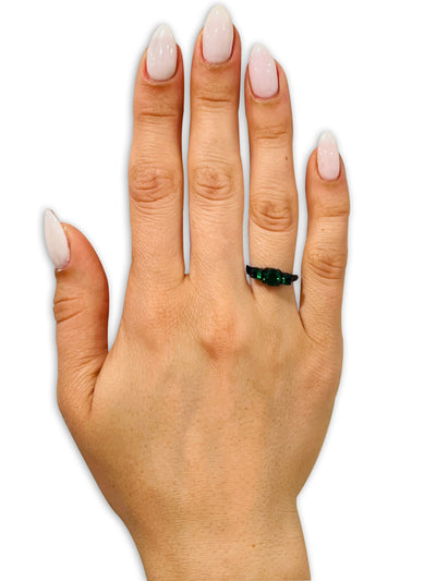 Emerald Wedding Ring - Solitaire Wedding Ring - Titanium Wedding Ring - Gunmetal Ring