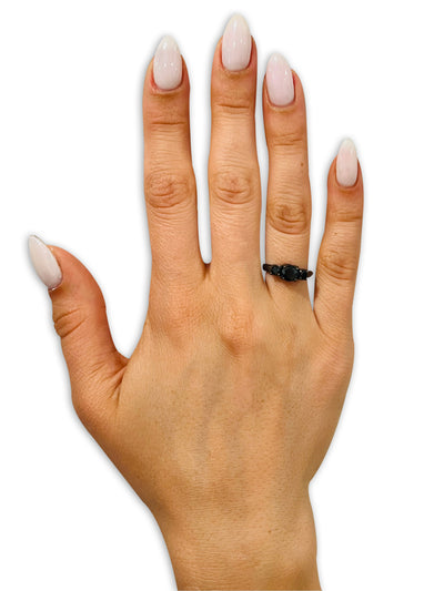 Black Diamond Solitaire Ring - Titanium Wedding Ring - Gunmetal Ring - Solitaire Ring