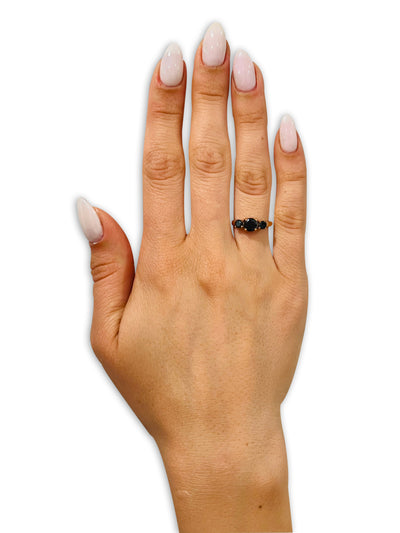 Black Diamond Wedding Ring - Solitaire Wedding Ring - Yellow Gold Ring - Solitaire Ring