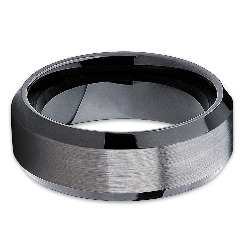 10mm - Black Tungsten Wedding Band - Gray Wedding Band - Gun Metal Ring - Clean Casting Jewelry