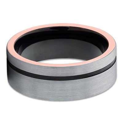 Gray Tungsten Wedding Band - Rose Gold Tungsten - Black Tungsten Ring - Clean Casting Jewelry