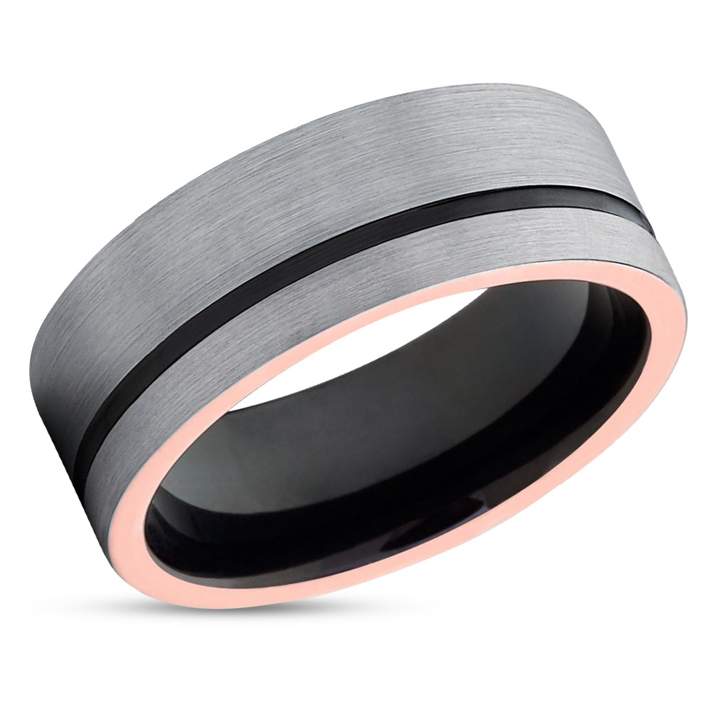 Gray Tungsten Ring - Black Wedding Ring - Black Tungsten Ring - Man's Ring