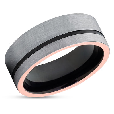 Gray Tungsten Ring - Black Wedding Ring - Black Tungsten Ring - Man's Ring