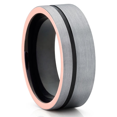 Gray Tungsten Wedding Band - Rose Gold Tungsten - Black Tungsten Ring - Clean Casting Jewelry
