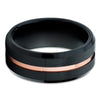 Black Tungsten Ring - Men's Black Ring - Black Tungsten Wedding Band - Rose - Clean Casting Jewelry