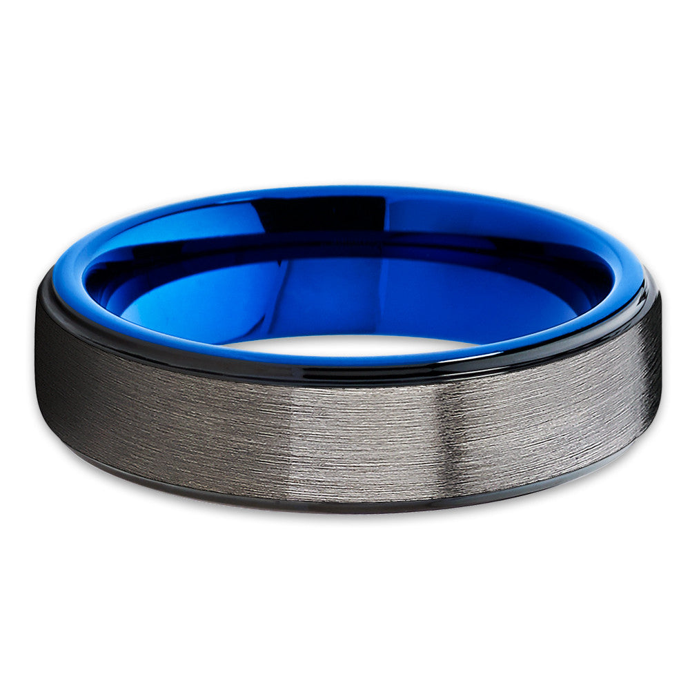 Blue Tungsten Wedding Band - Gray Tungsten Ring - Black Tungsten - Clean Casting Jewelry