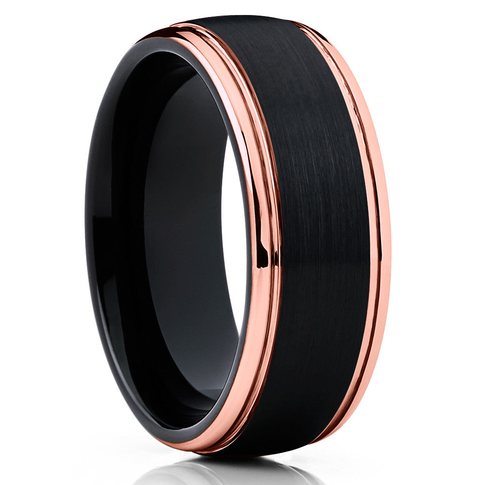 Black Tungsten Wedding Band - Men's - Black Tungsten Wedding Ring - Brush - Clean Casting Jewelry
