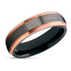 Black Tungsten Ring - Gunmetal Wedding Ring - Black Wedding Ring - Rose Gold Wedding Ring