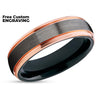 Black Tungsten Ring - Gunmetal Wedding Ring - Black Wedding Ring - Rose Gold Wedding Ring