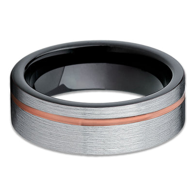 Black Tungsten Ring - Gray Tungsten Ring - Rose Gold Tungsten - Brush - Clean Casting Jewelry