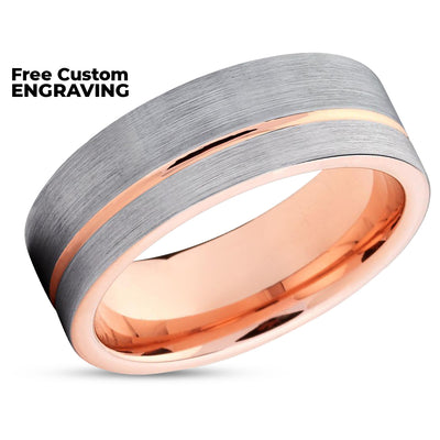Rose Gold Wedding Band - Tungsten Wedding Ring - 18k Rose Gold - Wedding Ring