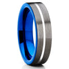 6mm - Blue Tungsten Wedding Band - Gray Tungsten Ring - Black Tungsten - Clean Casting Jewelry