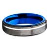 Blue Tungsten Wedding Band - Gray Tungsten Ring - Blue Tungsten Band - 6mm - Clean Casting Jewelry