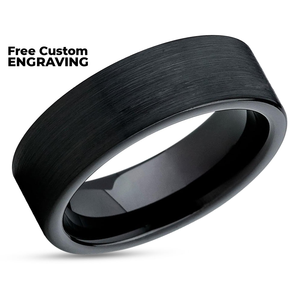 Black Tungsten Wedding Ring - Black Tungsten Ring - Tungsten Wedding Band - Black Ring
