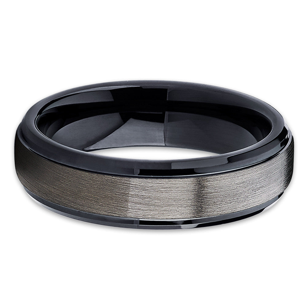 6mm Gray Tungsten Wedding Band - Black Tungsten Ring - Gunmetal Band - Clean Casting Jewelry