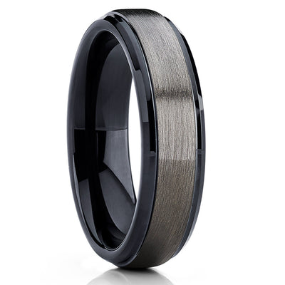 6mm Gray Tungsten Wedding Band - Black Tungsten Ring - Gunmetal Band - Clean Casting Jewelry
