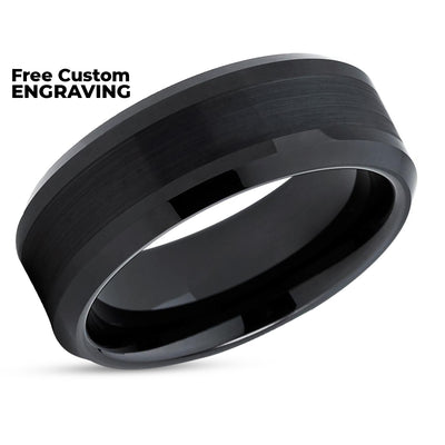 Black Wedding Ring - Black Tungsten Ring - Tungsten Carbide Ring - Black Ring