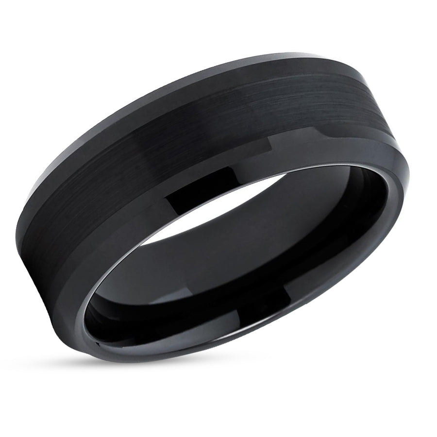 Black Wedding Ring - Black Tungsten Ring - Tungsten Carbide Ring - Black Ring
