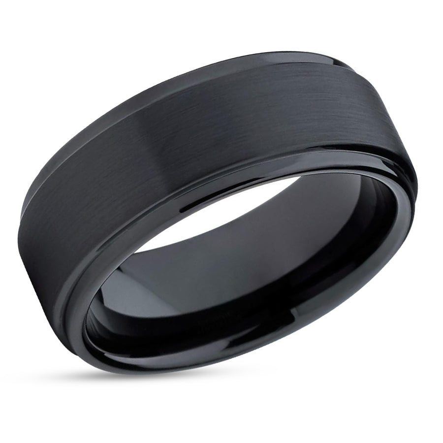 Black Wedding Band - Black Tungsten Ring - Tungsten Wedding Ring - Engagement Ring