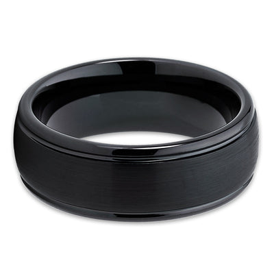 8mm - Black Tungsten Ring - Black Ring - Tungsten Wedding Band - Dome - Clean Casting Jewelry