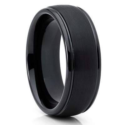 8mm - Black Tungsten Ring - Black Ring - Tungsten Wedding Band - Dome - Clean Casting Jewelry