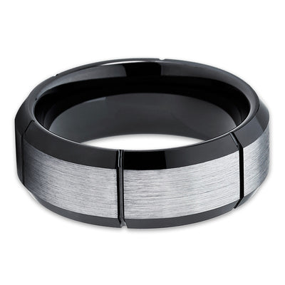 Black Tungsten Band - Black Tungsten Ring - Black Wedding Band - 8mm - Clean Casting Jewelry