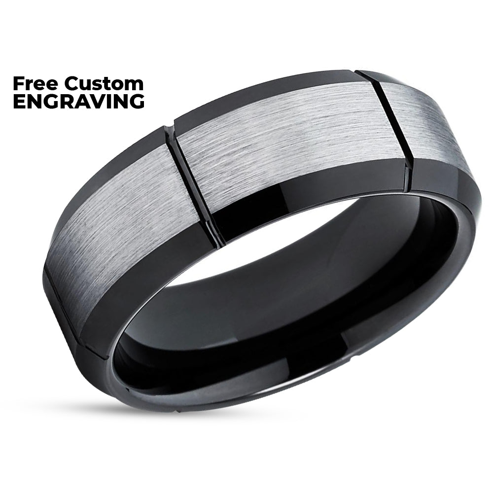 Black Tungsten Wedding Ring - Black Wedding Ring - 8mm Wedding Ring - Ring