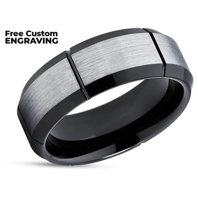 Black Tungsten Wedding Ring - Black Wedding Ring - 8mm Wedding Ring - Ring