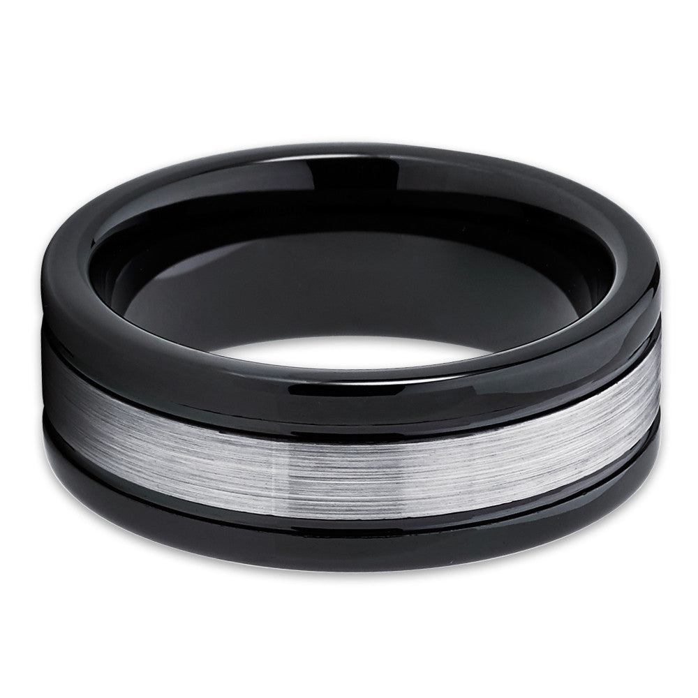 Brush Tungsten Wedding Band - Black Tungsten Ring - Men's Wedding Band - Clean Casting Jewelry