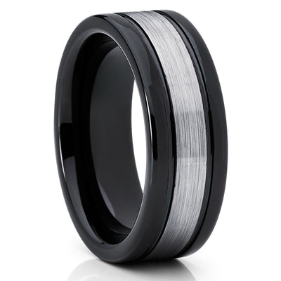 Brush Tungsten Wedding Band - Black Tungsten Ring - Men's Wedding Band - Clean Casting Jewelry