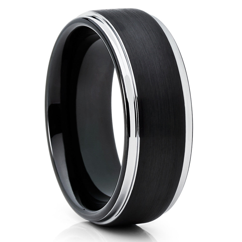 8mm - Black Tungsten Ring - Men's Wedding Band - Handmade - Black Ring - Clean Casting Jewelry