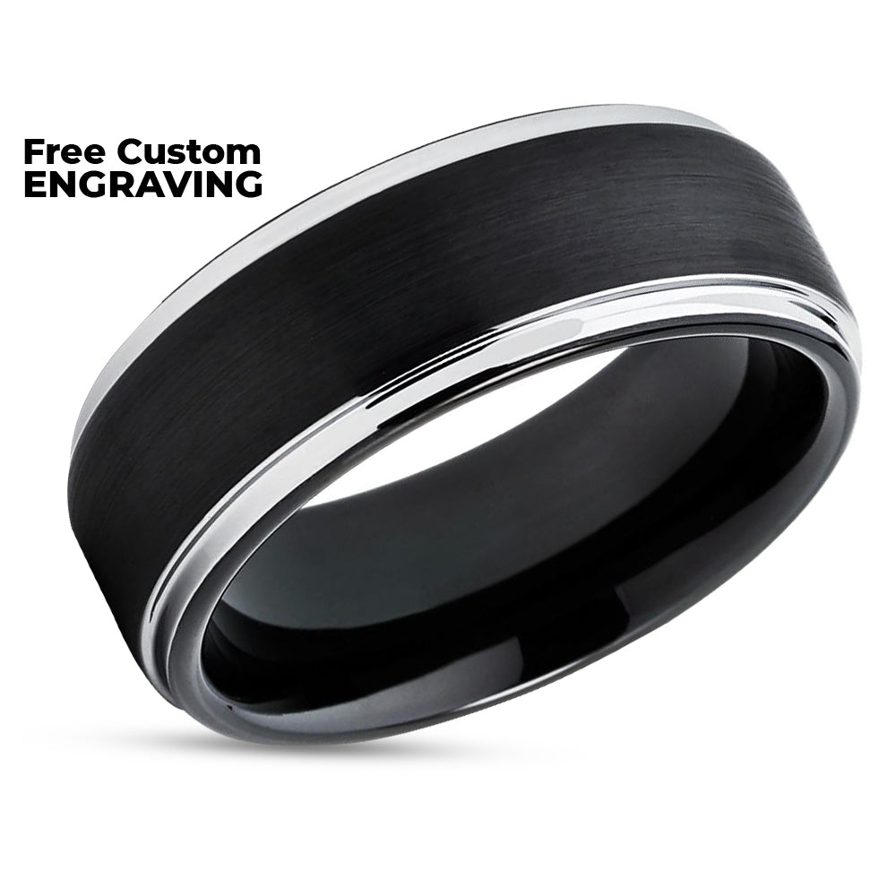 Black Tungsten Wedding Band - Black Tungsten Wedding Ring - Black Wedding Ring - Ring