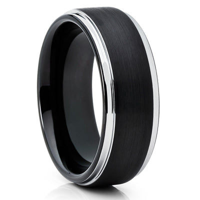 8mm - Black Tungsten Ring - Men's Wedding Band - Handmade - Black Ring - Clean Casting Jewelry