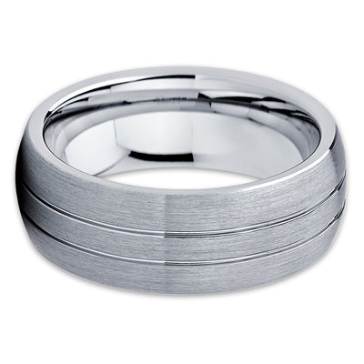 Men's Tungsten Wedding Band - Gray Tungsten Ring - 8mm - Brush Finish - Clean Casting Jewelry