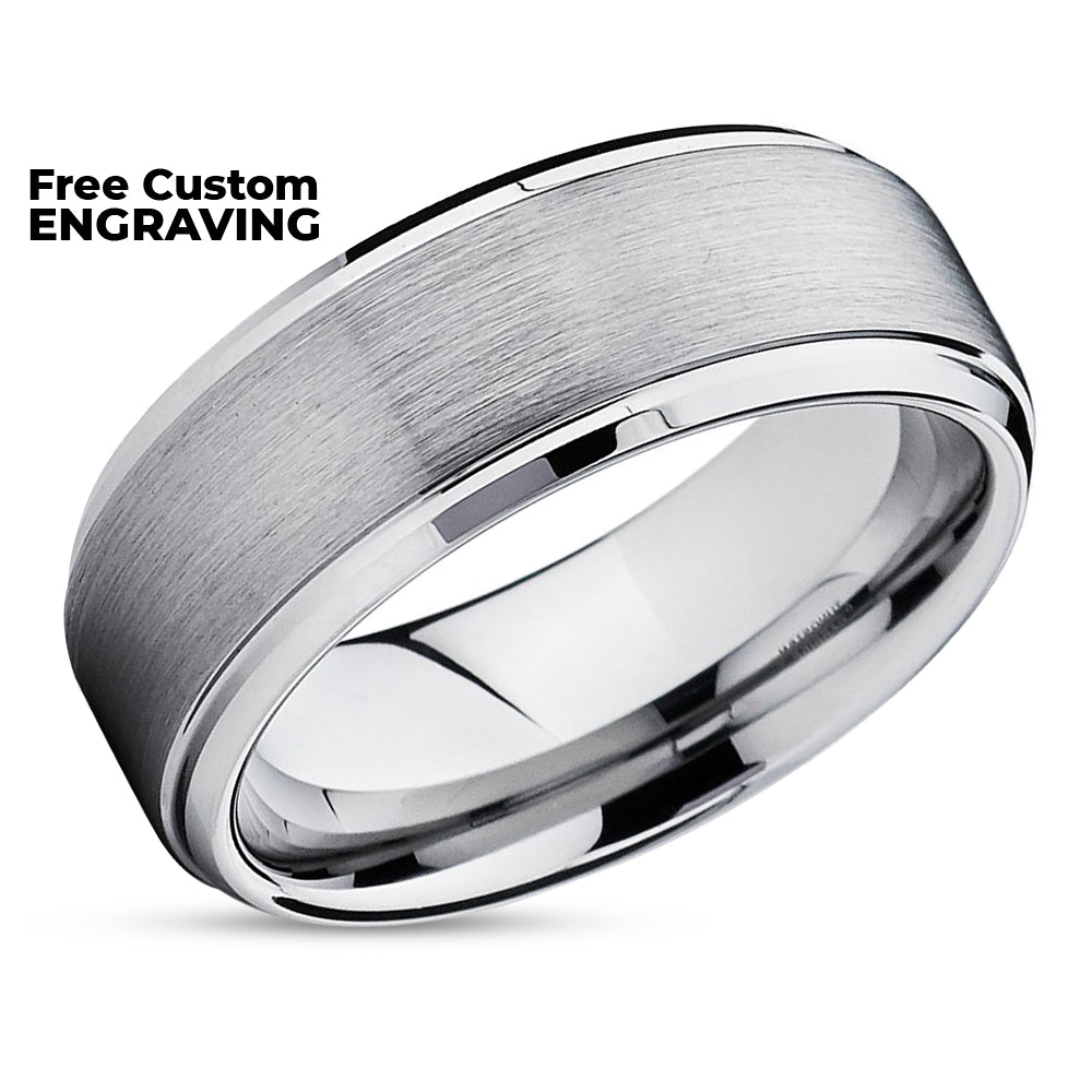 Tungsten Wedding Ring - Silver Wedding Band - Tungsten Wedding Band - Tungsten Carbide