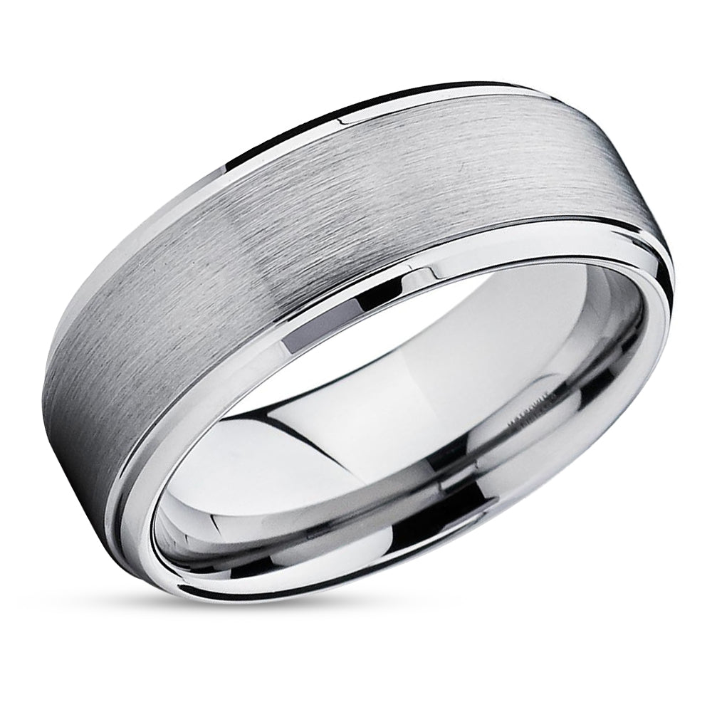 Tungsten Wedding Ring - Silver Wedding Band - Tungsten Wedding Band - Tungsten Carbide