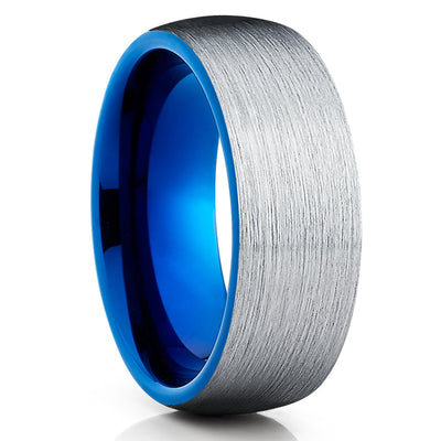 Blue Tungsten Ring - Tungsten Wedding Band - Blue Wedding Band - Brush - Clean Casting Jewelry
