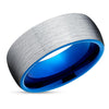 Blue Tungsten Wedding Ring - Blue Wedding Band - Silver Wedding Ring - Tungsten Band