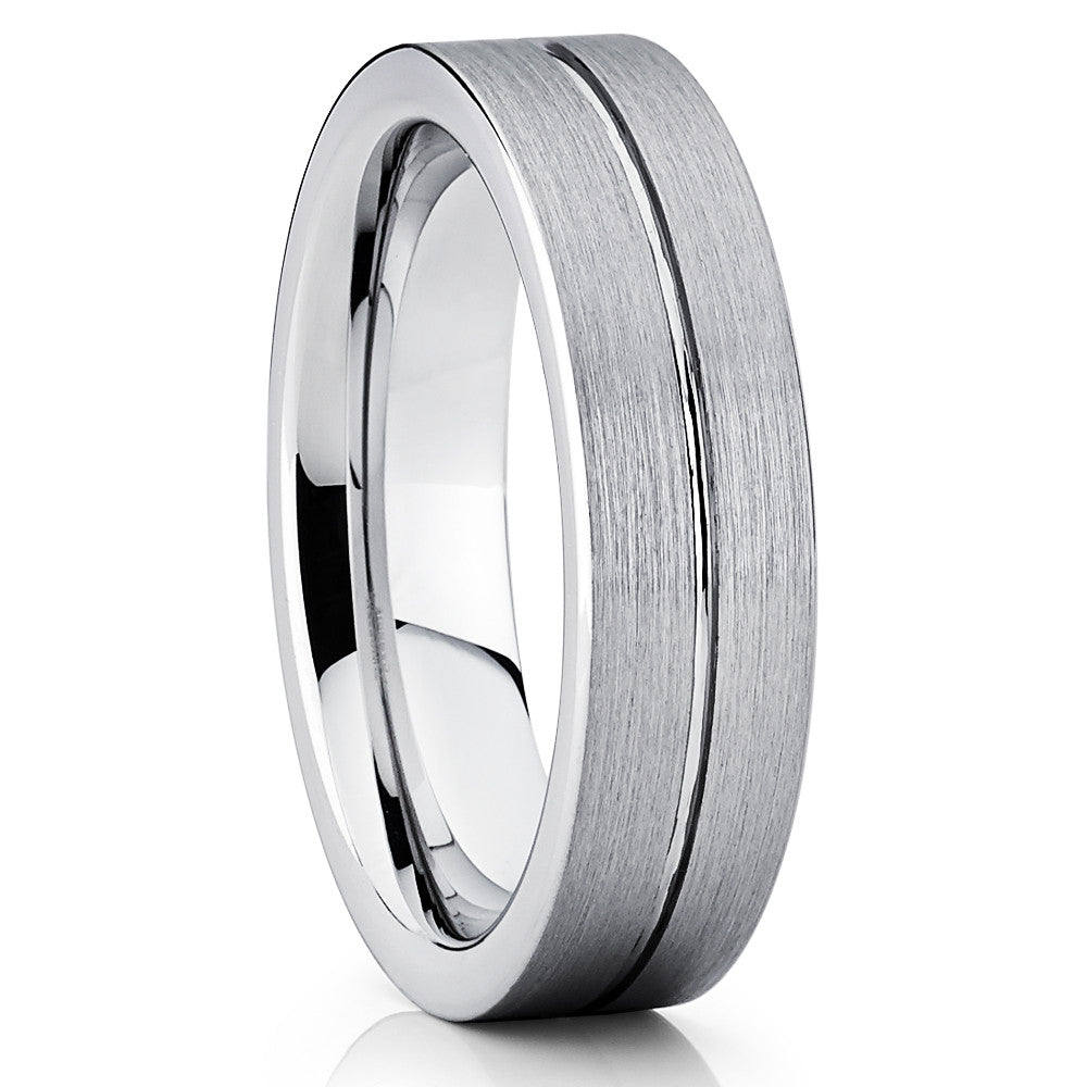 6mm - Tungsten Wedding Band - Silver Brushed - Gray Tungsten Ring - Brush - Clean Casting Jewelry