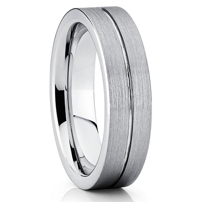6mm - Tungsten Wedding Band - Silver Brushed - Gray Tungsten Ring - Brush - Clean Casting Jewelry